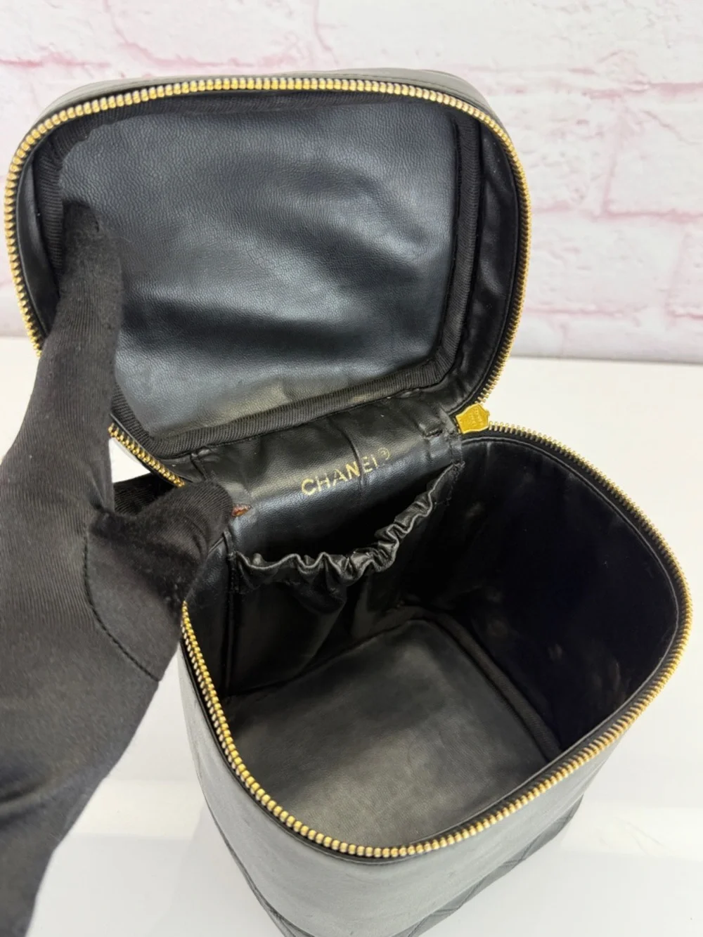 Chanel Lambskin Vanity Cosmetic Bag Black